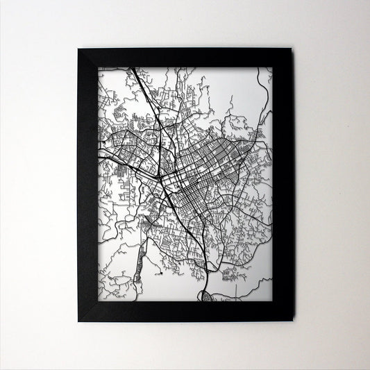 Escondido California framed laser cut map - CarbonLight