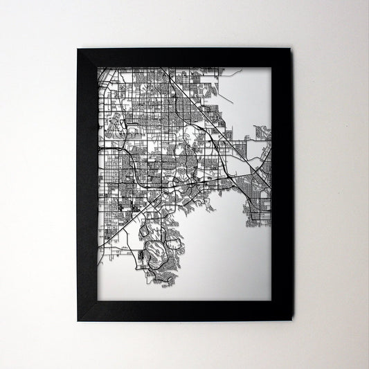 Henderson Nevada framed laser cut map - CarbonLight