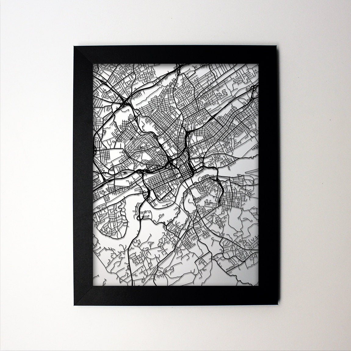 Knoxville TN framed laser cut map – CarbonLight Laser Cut Maps