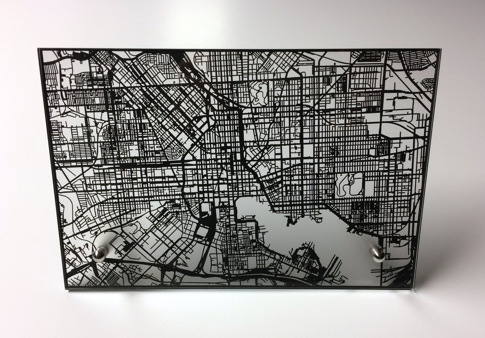 Baltimore laser cut desk map - CarbonLight