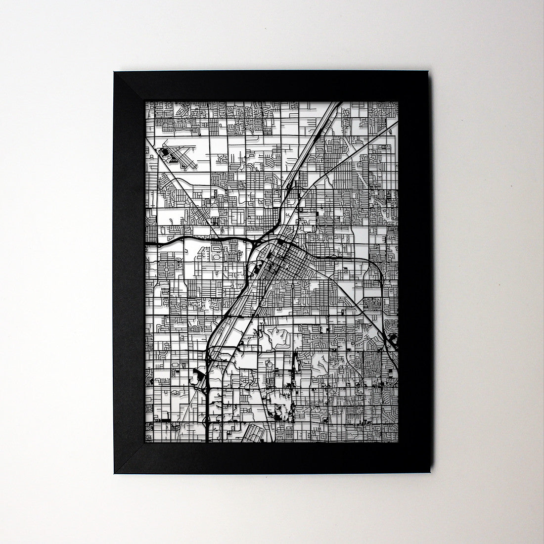 Las Vegas NV laser cut wall map - CarbonLight