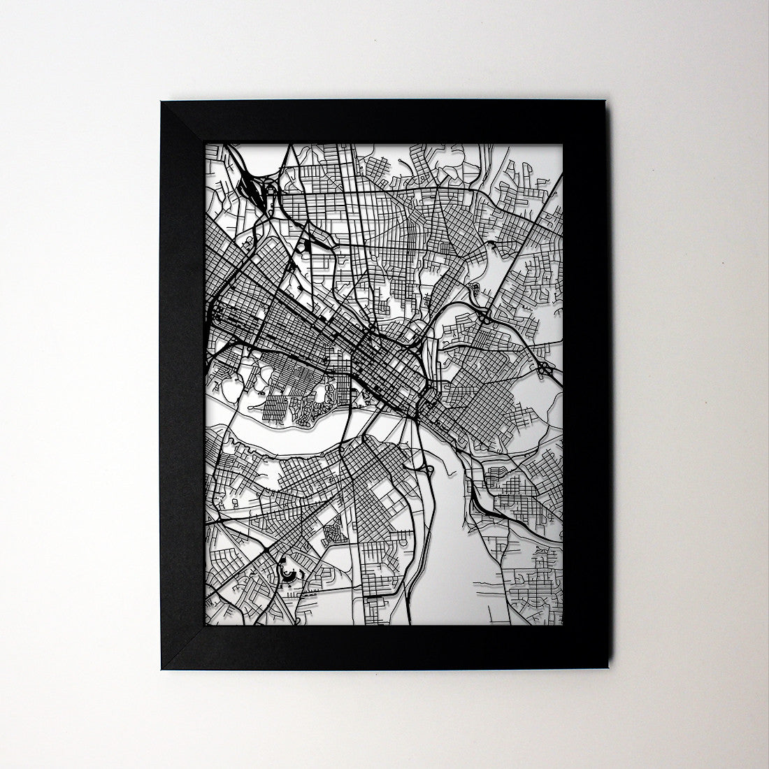 Richmond VA laser cut wall map - CarbonLight