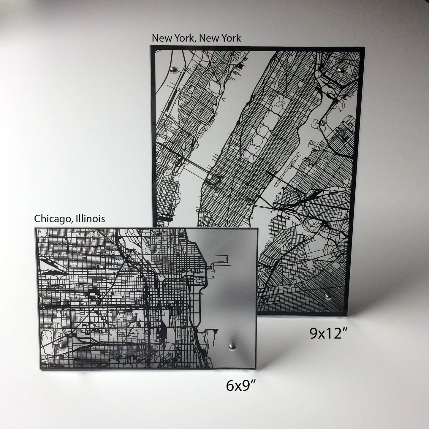 Richmond VA laser cut desk map - CarbonLight